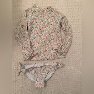 Minnow girls Floral Kids Swim Set long sleeve rashguard top